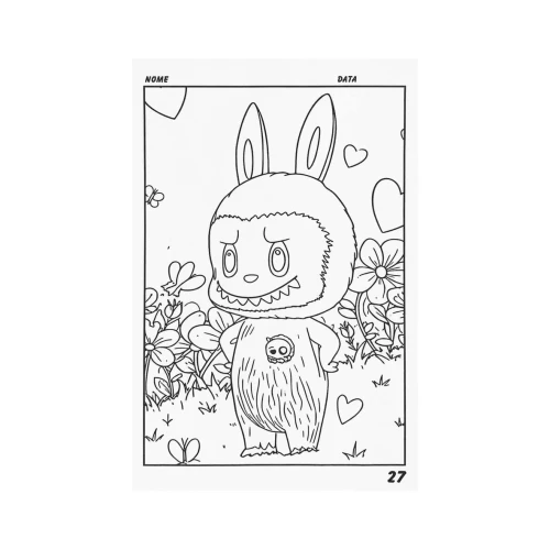 Cartão para colorir com 04 cards Labubu