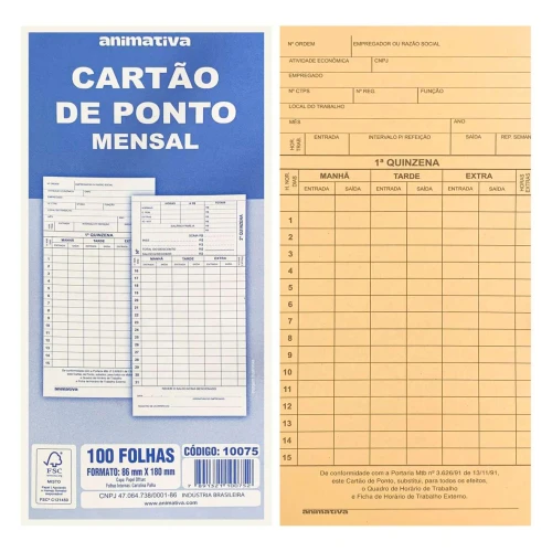 Cartão ponto pacote com 100 unidades Animativa