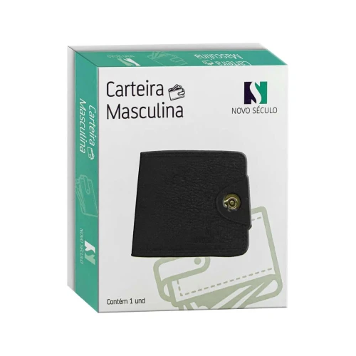 Carteira masculina com botão sintético 11x10cm Novo Século