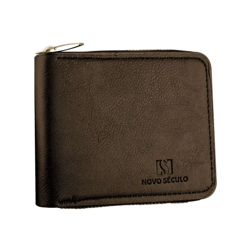 Carteira masculina com zíper sintético 11x10cm Novo Século