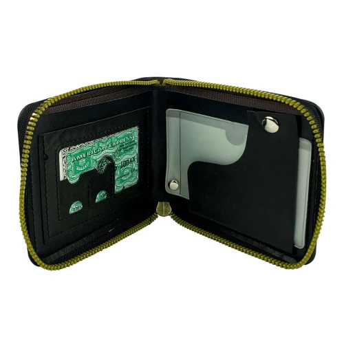 Carteira masculina com zíper sintético 11x10cm Novo Século