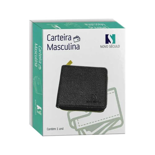 Carteira masculina com zíper sintético 11x10cm Novo Século
