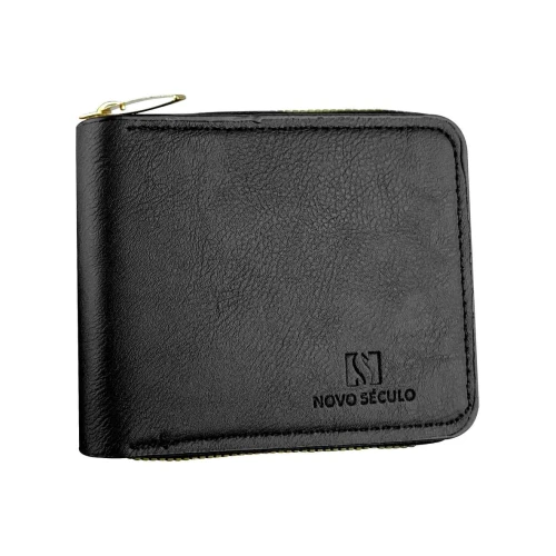 Carteira masculina com zíper sintético 11x10cm Novo Século