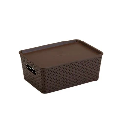 CESTO PLASTICO RATTAN C/TAMPA 28,5X20,5CM CAFE 1555CF PLASNORTHON