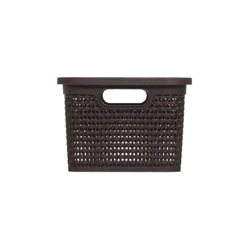 Cesto plastico rattan com tampa 38,7x26cm 15lts marrom rischioto Cesto plastico rattan com tampa 38,7x26cm 15lts marrom rischioto