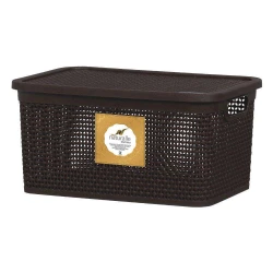 Cesto plastico rattan com tampa 38,7x26cm 15lts marrom rischioto