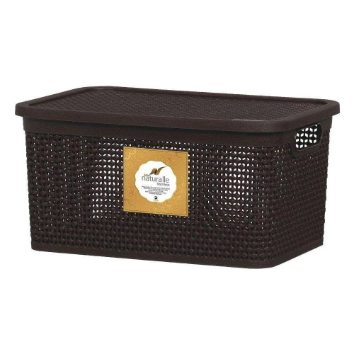 Cesto plastico rattan com tampa 38,7x26cm 15lts marrom rischioto Cesto plastico rattan com tampa 38,7x26cm 15lts marrom rischioto