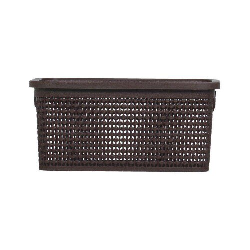Cesto plastico rattan com tampa 38,7x26cm 15lts marrom rischioto