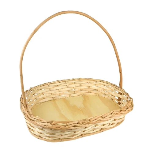Cesta de vime padrão redonda/oval grande 37x10cm