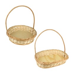 Cesta de vime padrão redonda/oval pequena 30x07cm