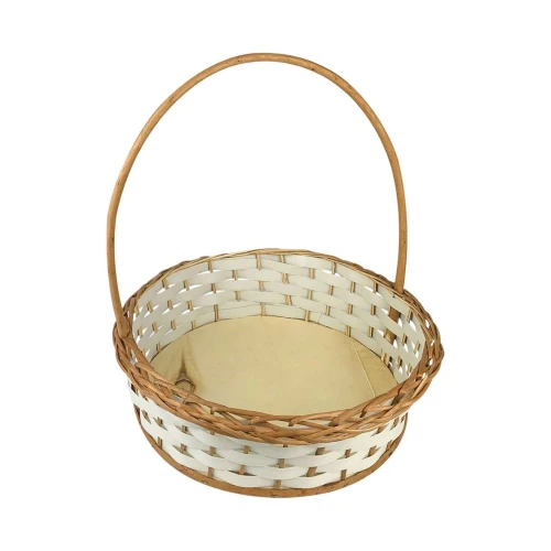 Cesta de vime sintética mini redonda/coração grande 24x08cm