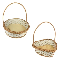 Cesta de vime sintética mini redonda/coração grande 24x08cm