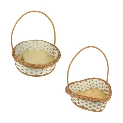 Cesta de vime sintética mini redonda/coração média 22x08cm
