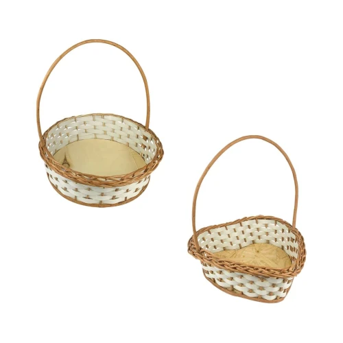 Cesta de vime sintética mini redonda/coração pequena 19x08cm