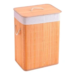 Cesto de bambu para roupa 30x40x59cm com forro removível
