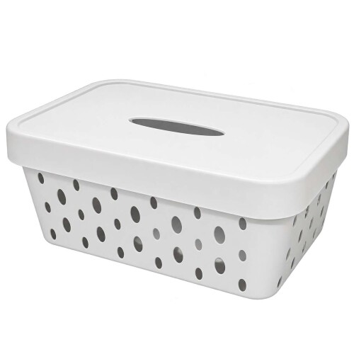 Cesto plástico com tampa 26,5x18x11,5cm 4,5 off-whit Cesto plástico com tampa 26,5x18x11,5cm 4,5 off-whit