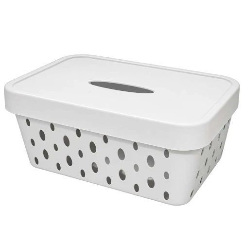 Cesto plástico com tampa 26,5x18x11,5cm 4,5 off-white Vaeso Cesto plástico com tampa 26,5x18x11,5cm 4,5 off-white Vaeso