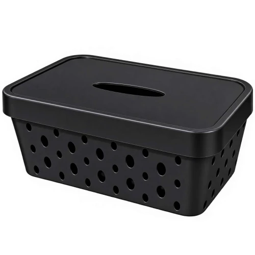 Cesto plástico com tampa 26,5x18x11,5cm 4,5 litros preto Vaeso Cesto plástico com tampa 26,5x18x11,5cm 4,5 litros preto Vaeso