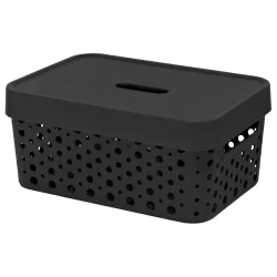 Cesto plástico com tampa 26,5x18x11,5cm 4,5l preta