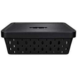Cesto plástico com tampa 36x27x12cm 11l preto