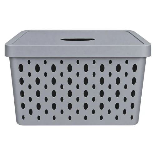 Cesto plástico com tampa 36x27x12cm 17 litros cinza Vaeso Cesto plástico com tampa 36x27x12cm 17 litros cinza Vaeso