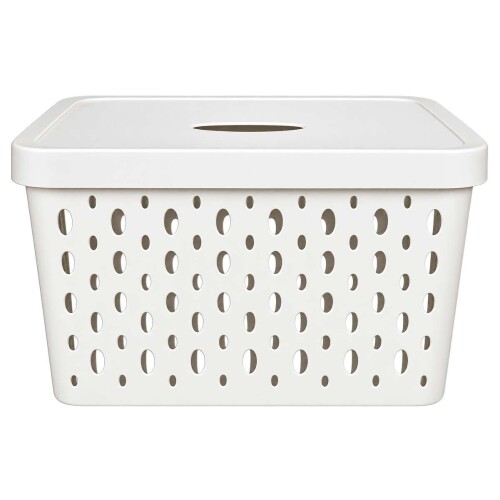 Cesto plástico com tampa 36x27x12cm 17 litros off-white Cesto plástico com tampa 36x27x12cm 17 litros off-white