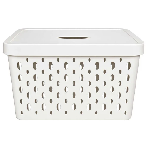 Cesto plástico com tampa 36x27x12cm 17 litros off-white Vaeso Cesto plástico com tampa 36x27x12cm 17 litros off-white Vaeso