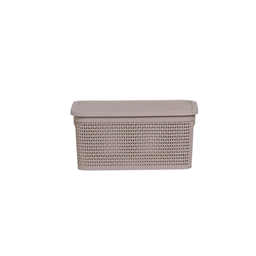 Cesto plastico rattan com tampa 23x15,5cm 2,5lts