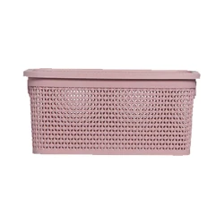 Cesto plastico rattan com tampa 30x19cm 7,5lts rosa Cesto plastico rattan com tampa 30x19cm 7,5lts rosa
