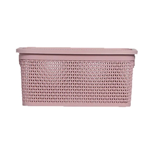 Cesto plastico rattan com tampa 30x19cm 7,5lts rosa Cesto plastico rattan com tampa 30x19cm 7,5lts rosa