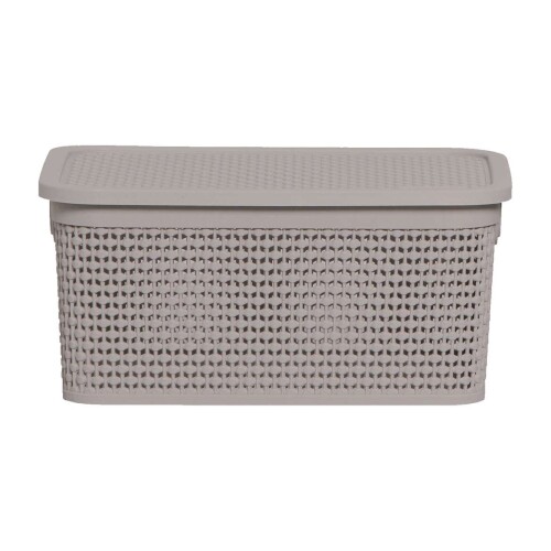 Cesto plastico rattan com tampa 38,7x26cm 15 litros