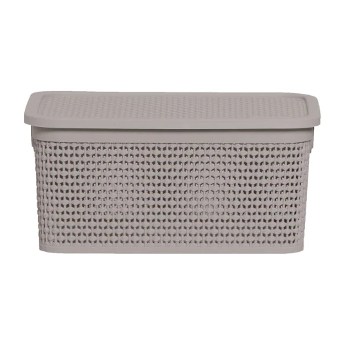 Cesto plastico rattan com tampa 38,7x26cm 15 litros Cesto plastico rattan com tampa 38,7x26cm 15 litros
