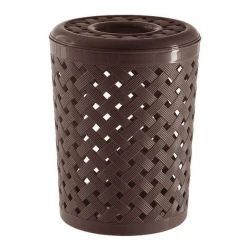 Cesto telado rattan com tampa e furo marrom 10 litros Paramount