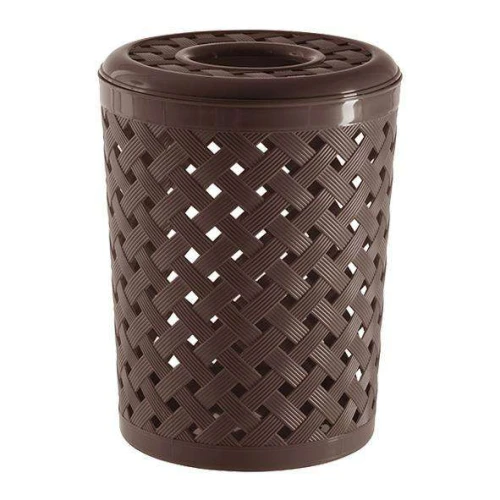 Cesto telado rattan com tampa e furo marrom 10 litros Paramount