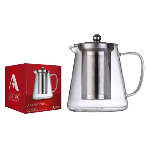 Chaleira bule de vidro com infusor