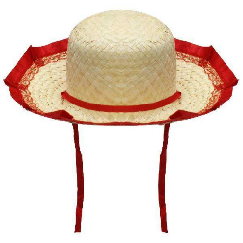 Chapéu de palha junino fita renda sortidos