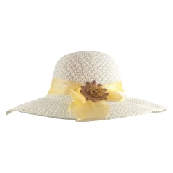 Chapéu de palha sintetica feminino decorado 58cm