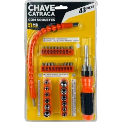Chave catraca com soquetes 43 peças