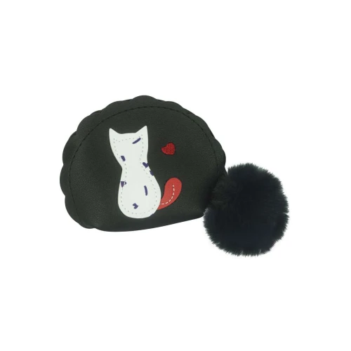 Chaveiro bolsinha para moeda gato pompom