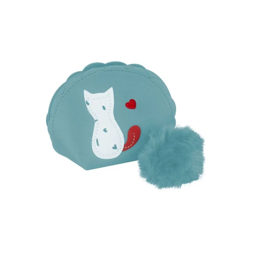 Chaveiro bolsinha para moeda gato pompom