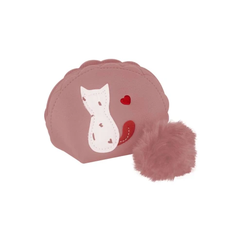 Chaveiro bolsinha para moeda gato pompom