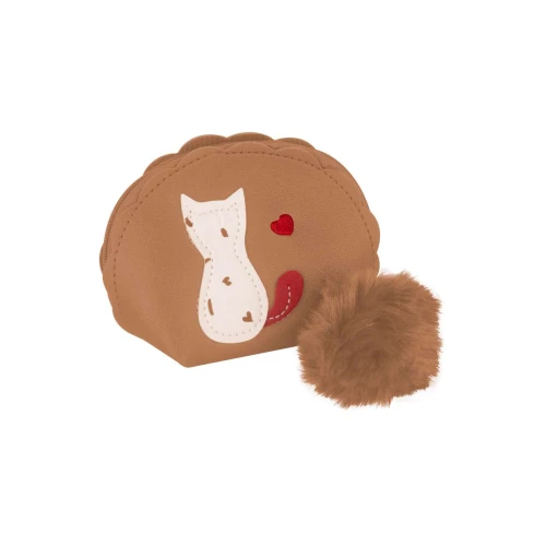 Chaveiro bolsinha para moeda gato pompom