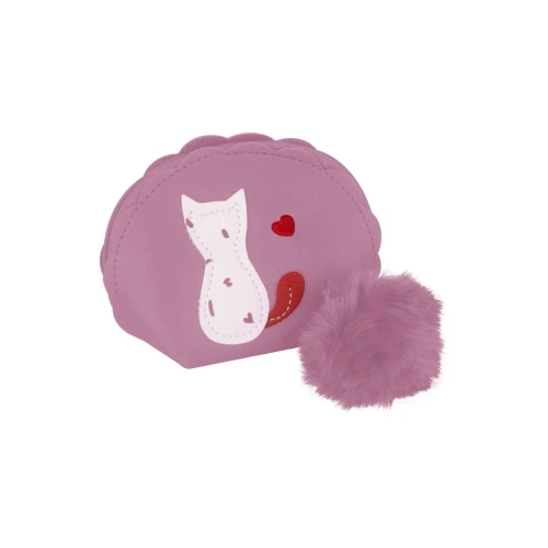 Chaveiro bolsinha para moeda gato pompom