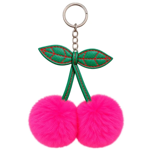 Chaveiro de metal cerejas pompom hw69827