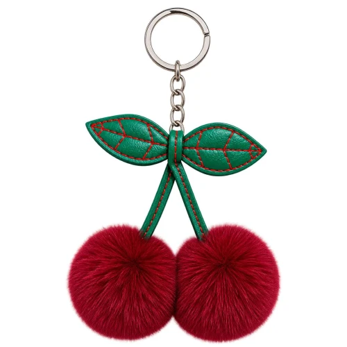 Chaveiro de metal cerejas pompom hw69827