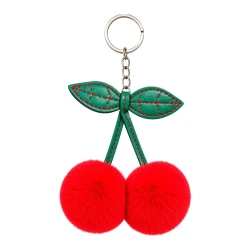 Chaveiro de metal cerejas pompom hw69827