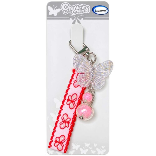 Chaveiro de metal com acrílico borboleta hw59118
