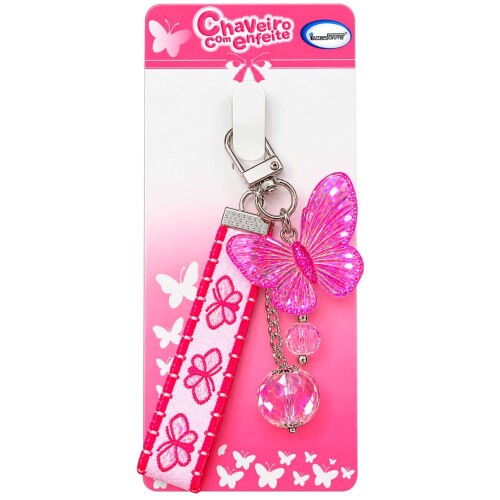 Chaveiro de metal com acrílico borboleta hw59118