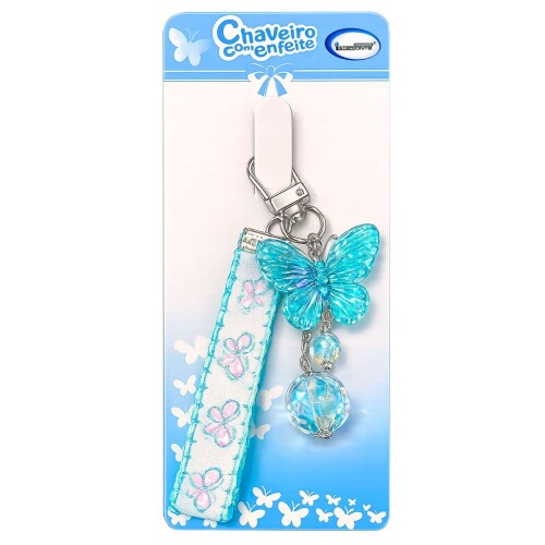 Chaveiro de metal com acrílico borboleta hw59118
