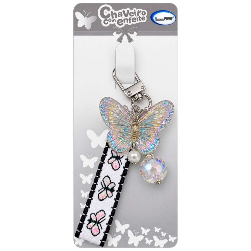 Chaveiro de metal com acrílico borboleta hw59118
